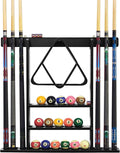 Pool Stick Holder Solid Wood Cue Stick Holder Billiard Cue Racks Holds Billiards Accessories for Game Room, Bar, (Black)
