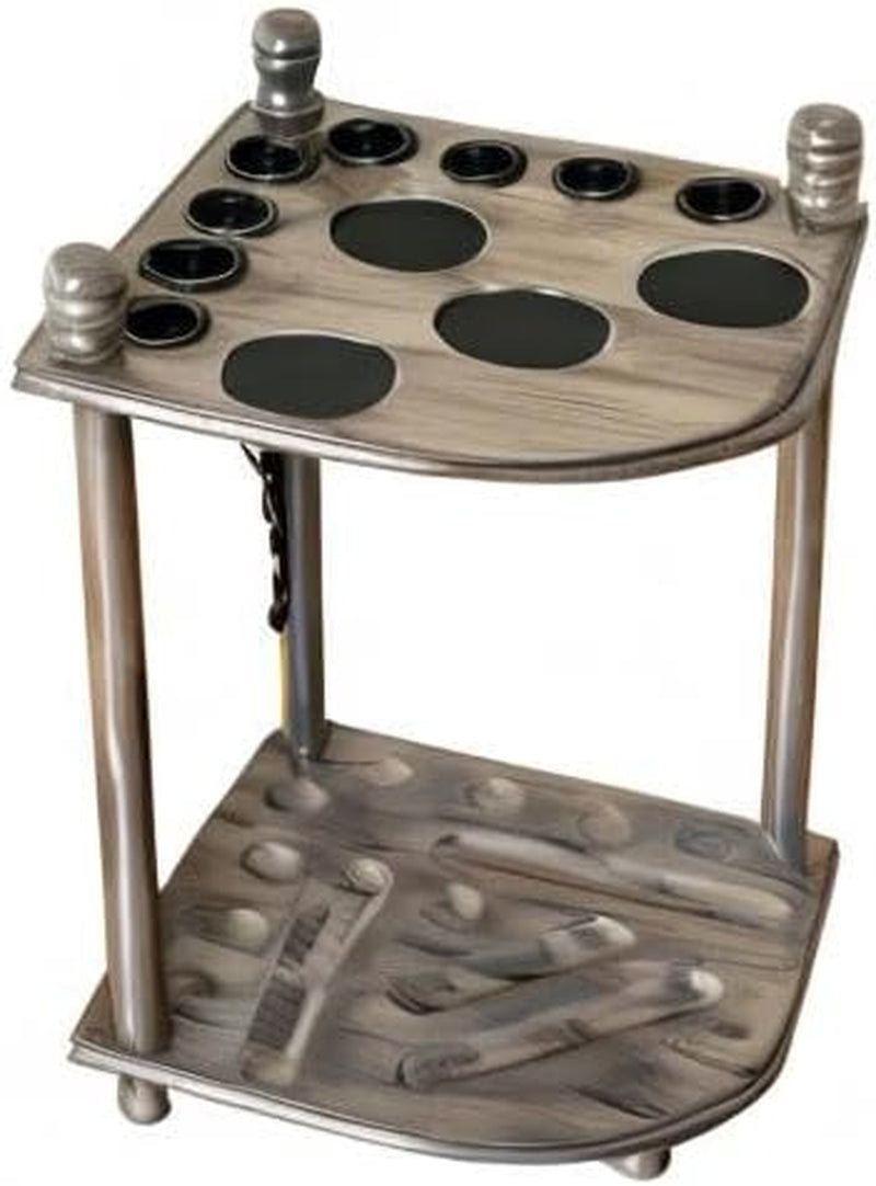 Pool Cue Rack Hold up to 8 Sticks & Billiard Accessories. Floor Stand Pool Cue Stick Holder Made of 100% Solid Hardwood.(Grey)