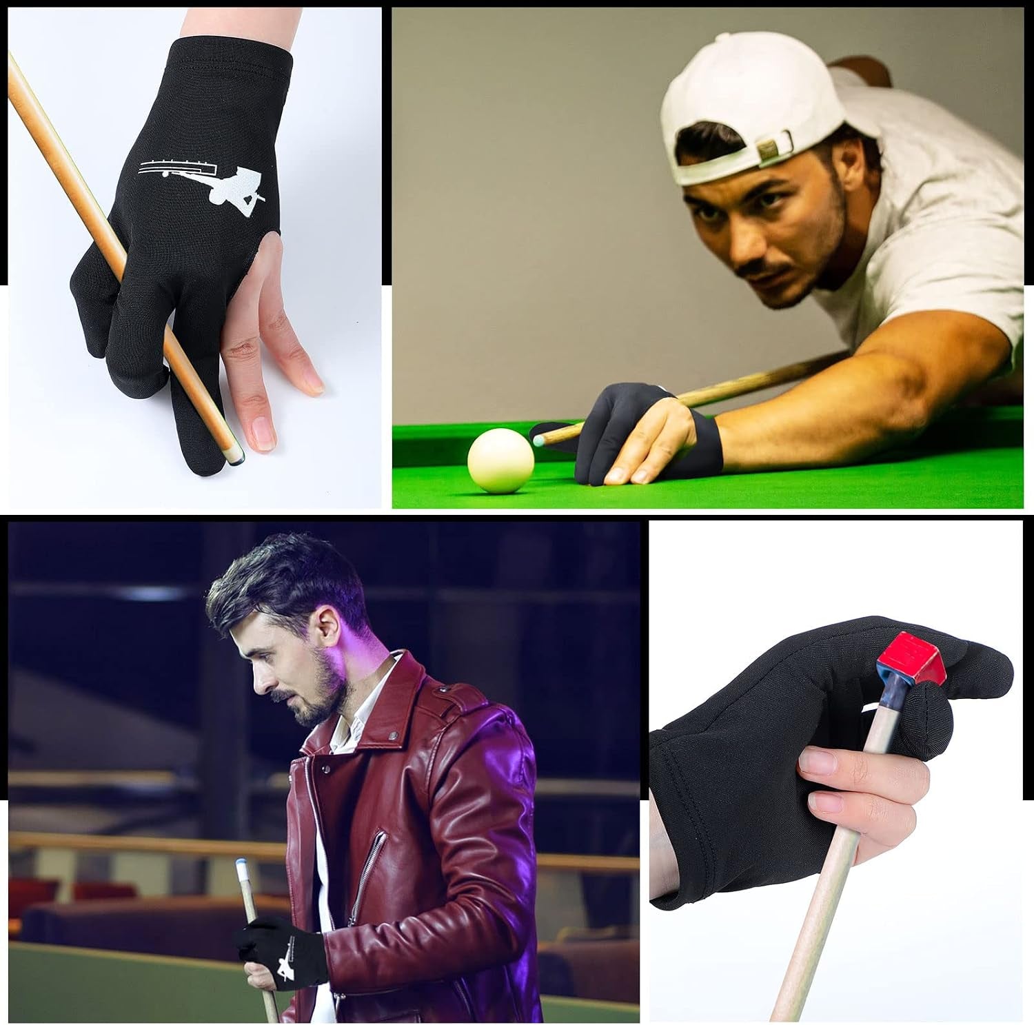 20 Pcs Billiard Pool Gloves Three Fingers Billiard Shooters Gloves Snooker Left and Right Hand Universal Cue Sports Accessories for Women Men