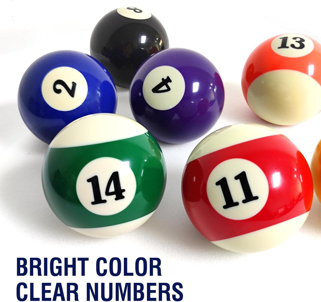2-1/4" Pool Balls Billiard Set - 16 Resin Balls, Regulation Size & Weight, Complete Pool Table Balls Set for Replacement, Pool Table Accessories & Billiards Pool Accessories