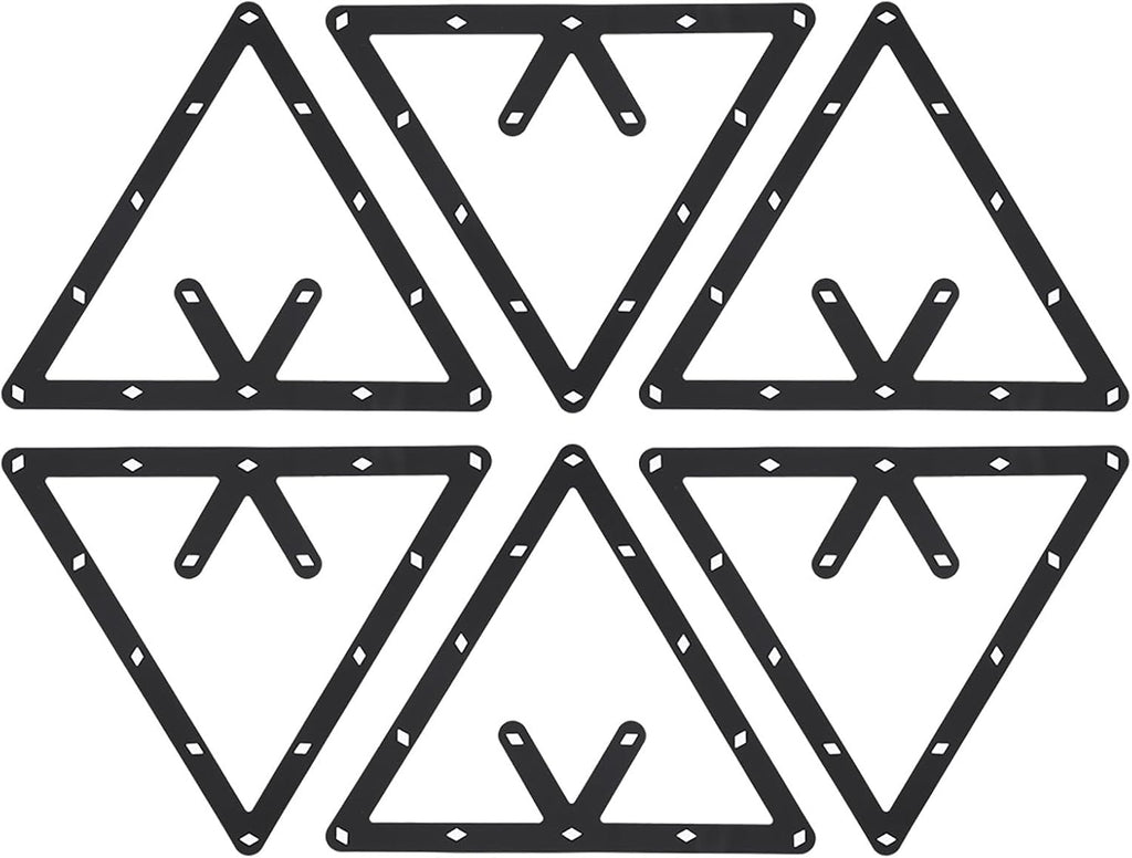 Magic Rack 8 9 10 Ball 57Mm, 6Pcs Magic Pool Table Ball Holder, Film Billiards Magic Ball Rack Triangle, Black Billiard Rack Sheet for Pool Halls, Individual, 9.4X9.4In
