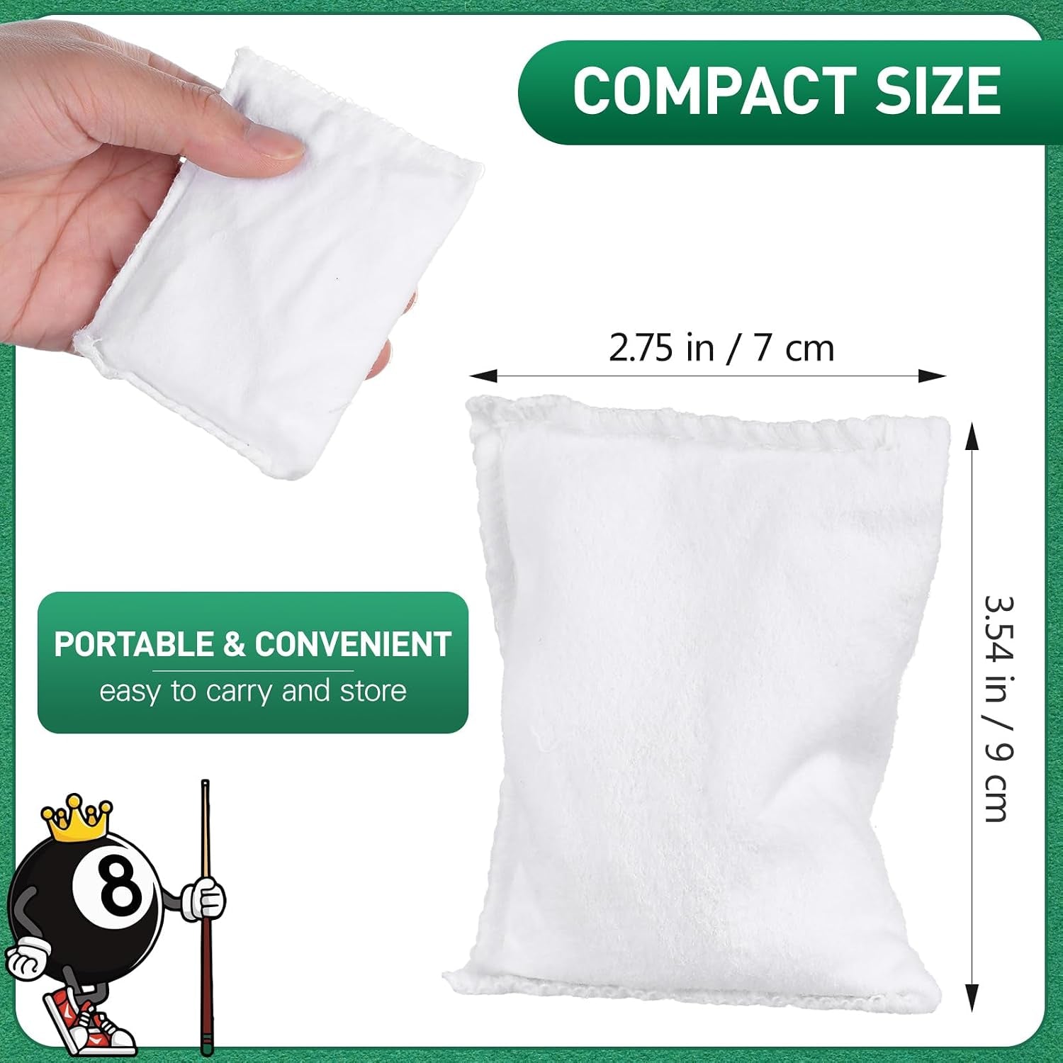 Talc Powder Bag for Billiards, Talcum Powder Bag for Billiard Pool Dry Hands and Improved Cue Control