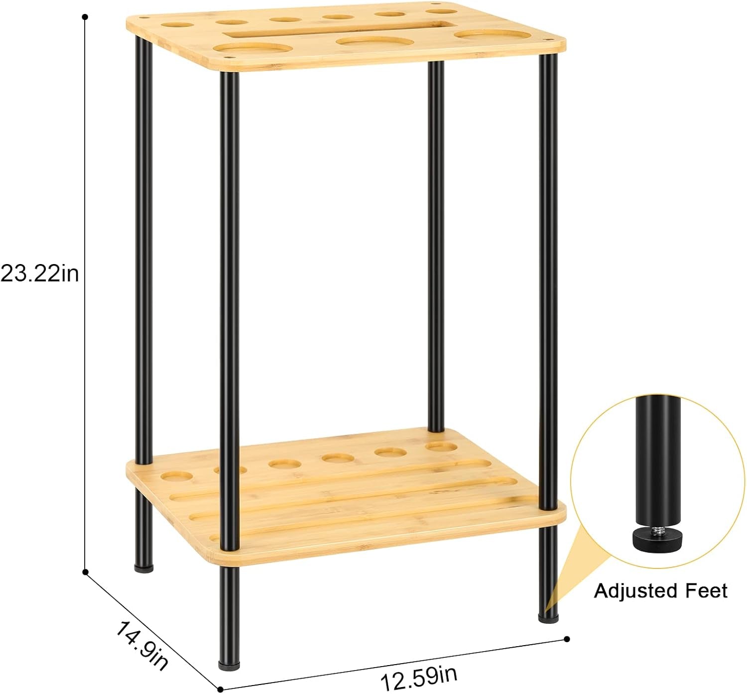 Billiard Accessories - Wooden Pool Cue Rack Holds 6 Sticks, Floor Stand, Wood Color