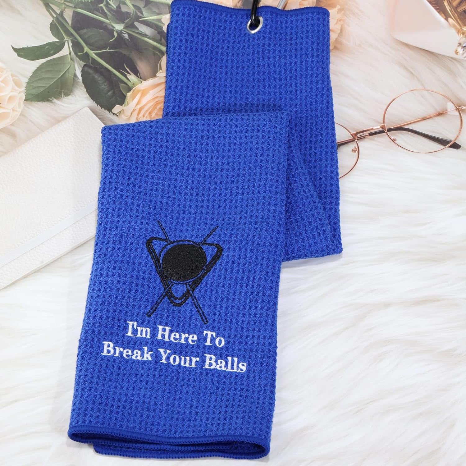 Billiards Billiard Cue Towel 8-Ball Pool Cue Clean Gift Pool Player Gift Embroidered Billiards Towel I Am Here to Break Your Balls (Break Your Balls)