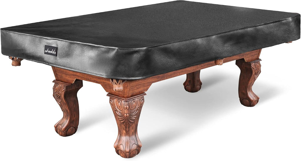 Pool Table Cover, Heavy Duty Leatherette Billiard Table Cover | Waterproof & Tearproof Cover for Pool Table, Black, 7FT-92"LX 52"WX 7"H