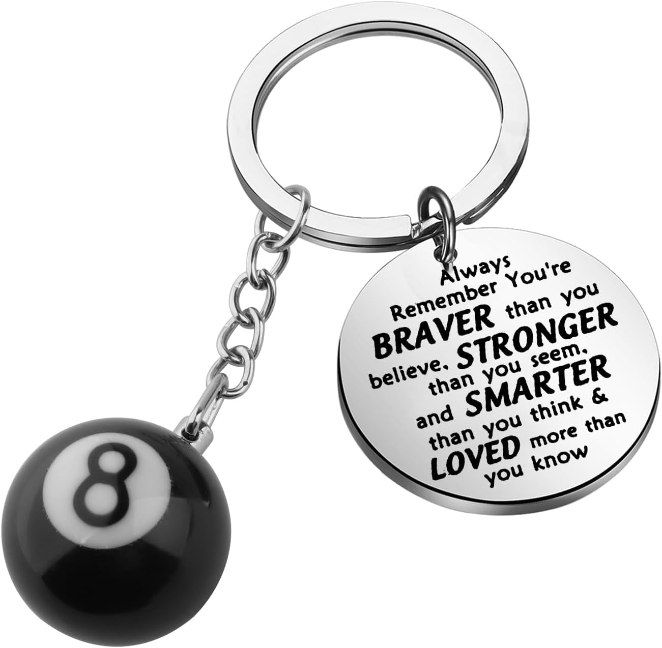 8 Ball Keychain Billiards Gift for Billiards Lover Pool Players Gifts Lucky 8 Ball Charm Keychain Billiards Ball Keyring, Large