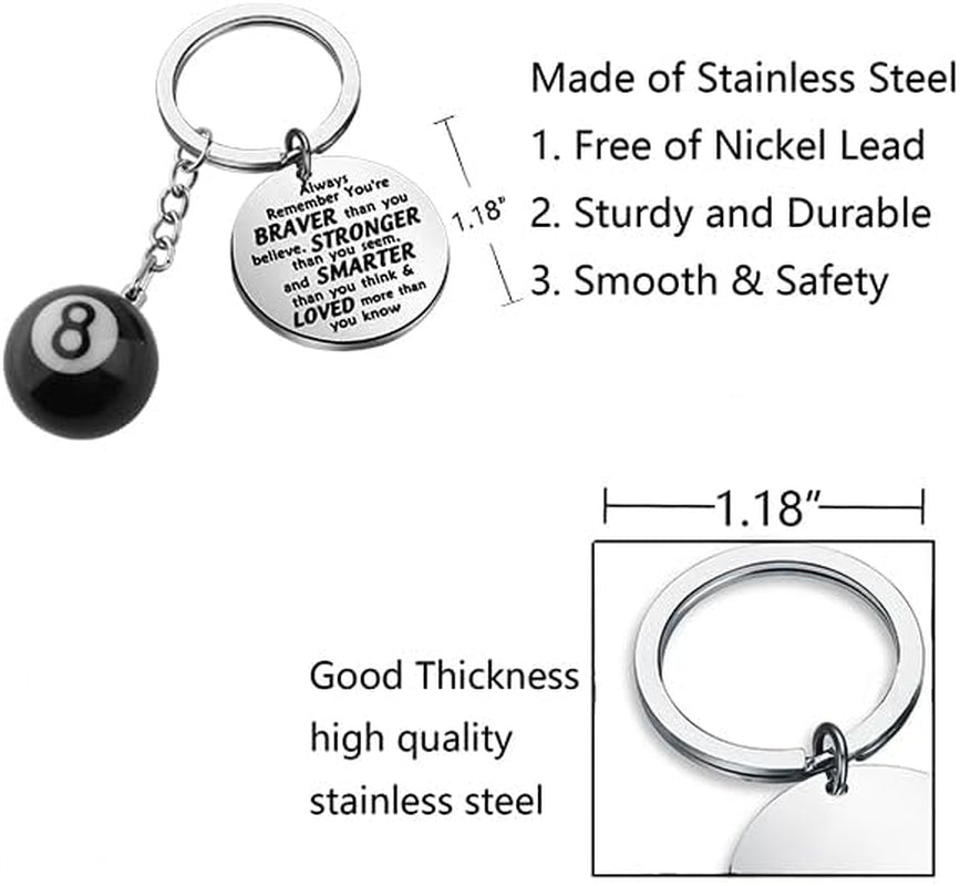 8 Ball Keychain Billiards Gift for Billiards Lover Pool Players Gifts Lucky 8 Ball Charm Keychain Billiards Ball Keyring, Large