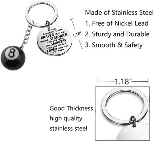 8 Ball Keychain Billiards Gift for Billiards Lover Pool Players Gifts Lucky 8 Ball Charm Keychain Billiards Ball Keyring, Large