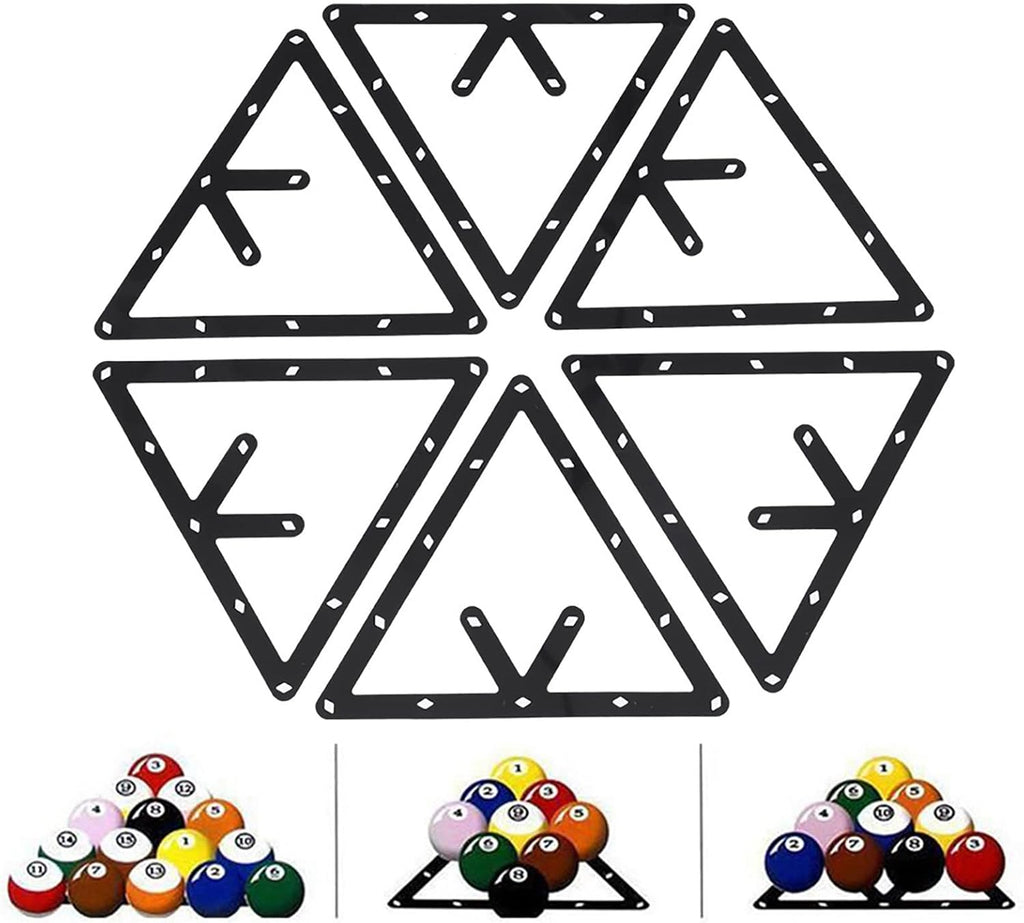 Magic Rack 8 9 10 Ball 57Mm, 6Pcs Magic Pool Table Ball Holder, Film Billiards Magic Ball Rack Triangle, Black Billiard Rack Sheet for Pool Halls, Individual, 9.4X9.4In