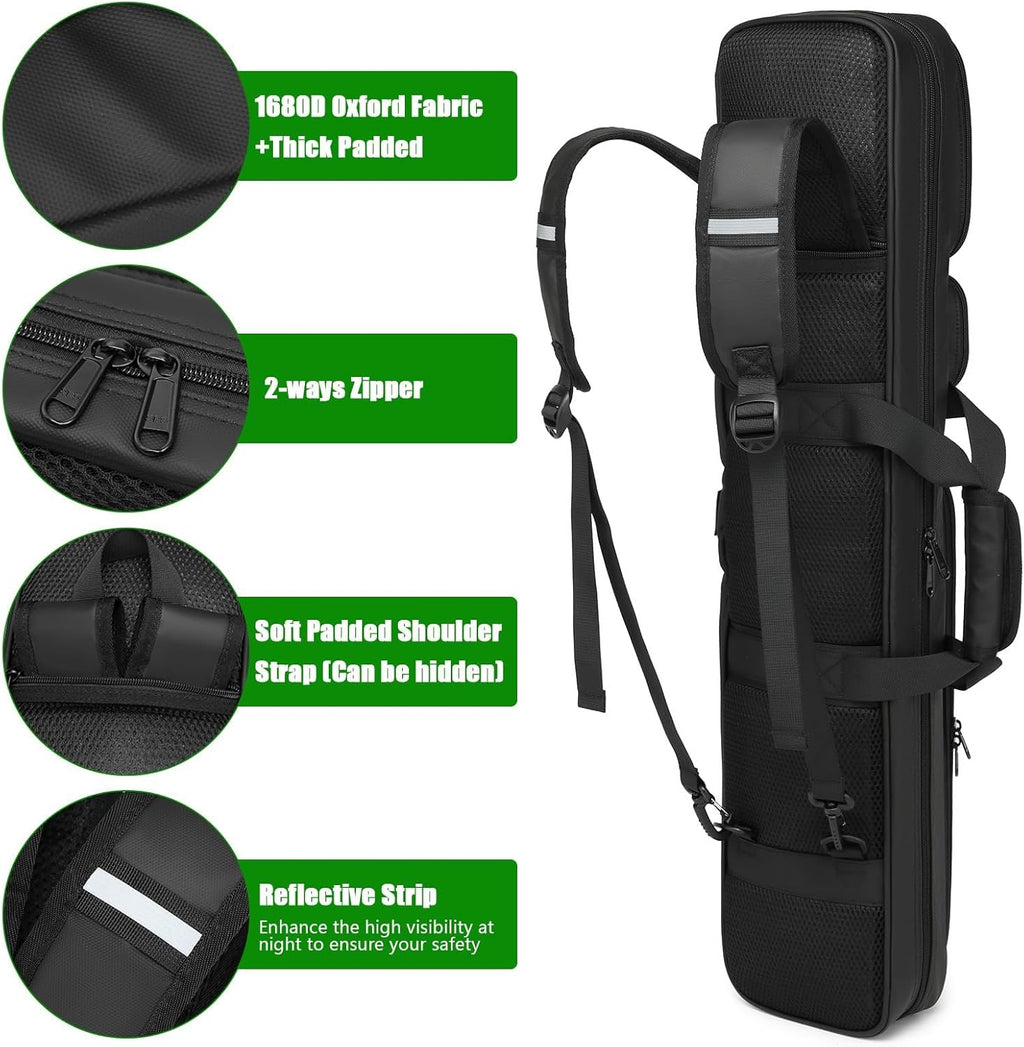 Pool Cue Case 4X4, Pool Stick Case Cue Bag with Hidden Backpack-Strap, Cue Stick Case Holds 4 Butts and 4 Shafts, Billiard Pool Cue Carrying Case with Large Front Accessory Pockets and 1 Cue Ball Case