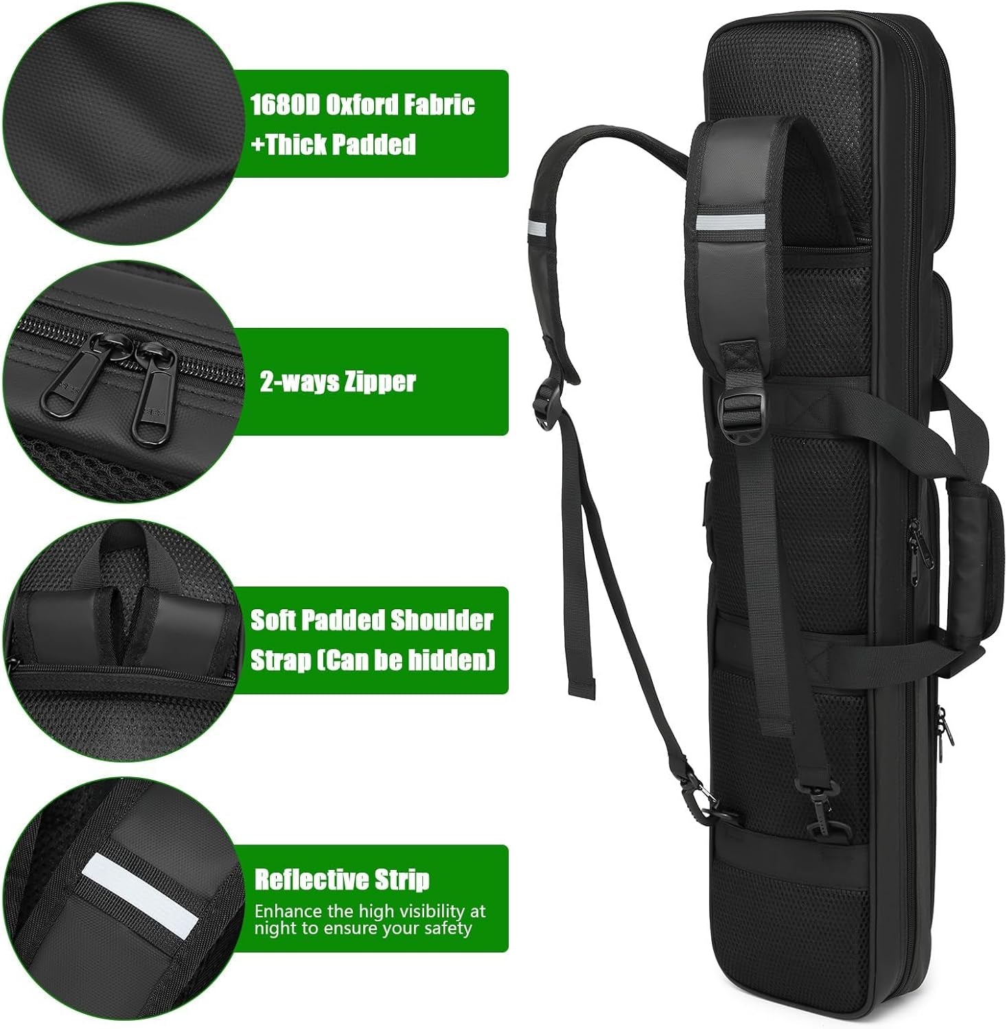 Pool Cue Case 4X4, Pool Stick Case Cue Bag with Hidden Backpack-Strap, Cue Stick Case Holds 4 Butts and 4 Shafts, Billiard Pool Cue Carrying Case with Large Front Accessory Pockets and 1 Cue Ball Case