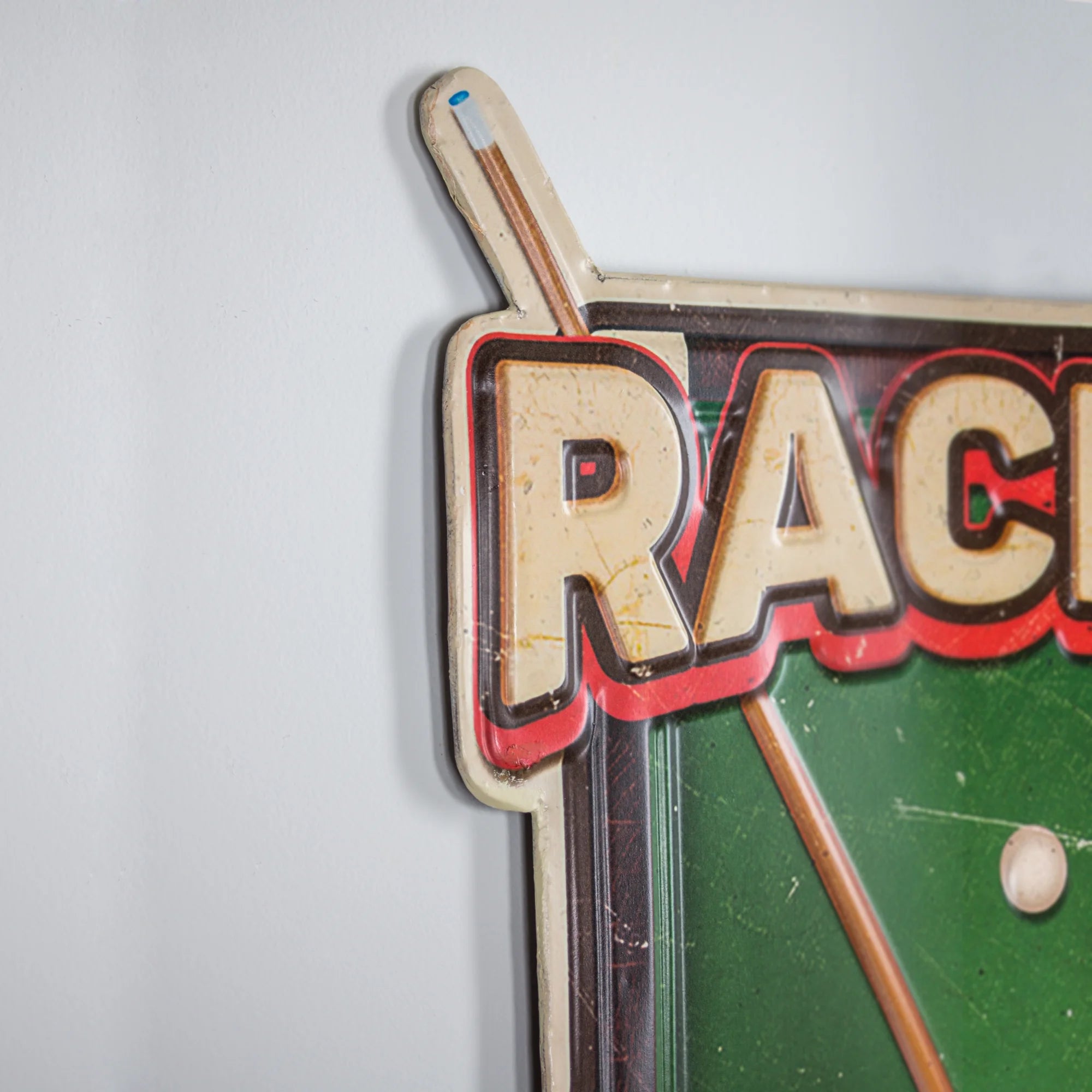 Rack It Crack It Pool Table Sticks Billiards Embossed Metal Sign - Decor for Bar, Man Cave, Garage, Game Room