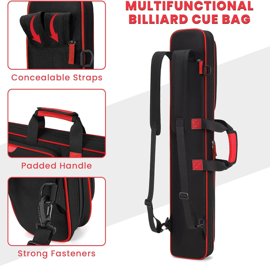 Pool Cue Case, 3X4 / 5X5 Pool Stick Billiard Cue Accessories Soft Padded Bag Case