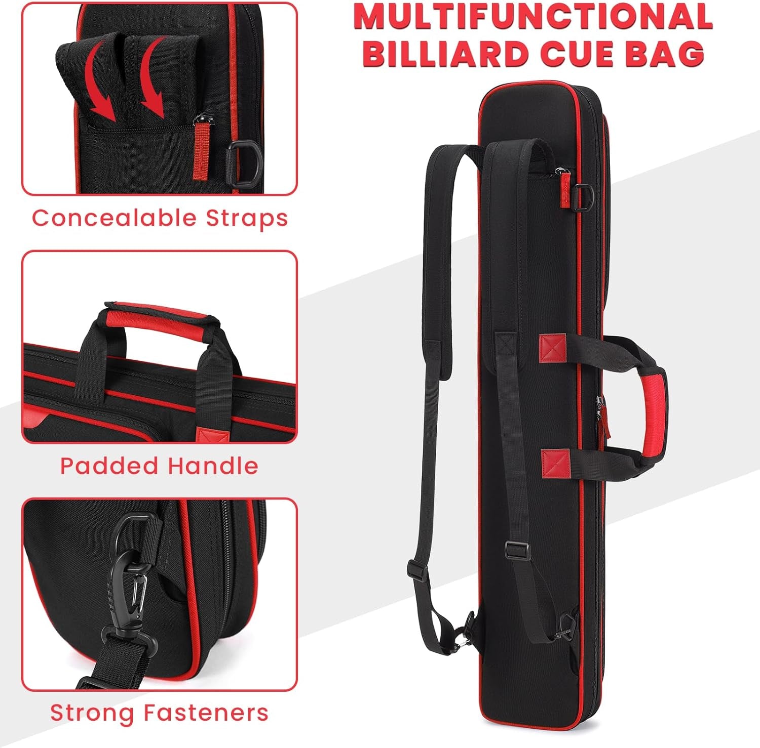 Pool Cue Case, 3X4 / 5X5 Pool Stick Billiard Cue Accessories Soft Padded Bag Case