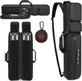 Pool Cue Case 4X4, Pool Stick Case Cue Bag with Hidden Backpack-Strap, Cue Stick Case Holds 4 Butts and 4 Shafts, Billiard Pool Cue Carrying Case with Large Front Accessory Pockets and 1 Cue Ball Case