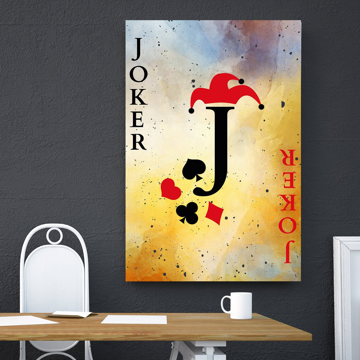 Joker Vintage Playing Card Canvas Wall Art