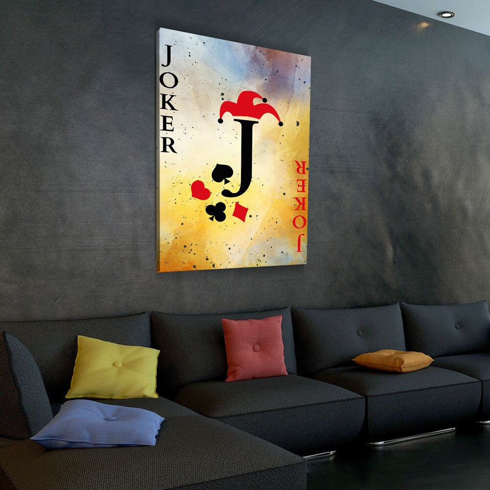Joker Vintage Playing Card Canvas Wall Art