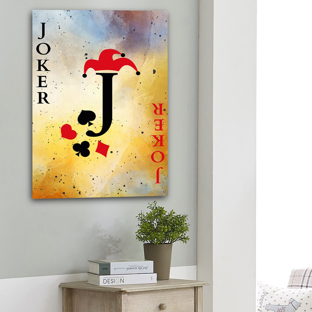 Joker Vintage Playing Card Canvas Wall Art