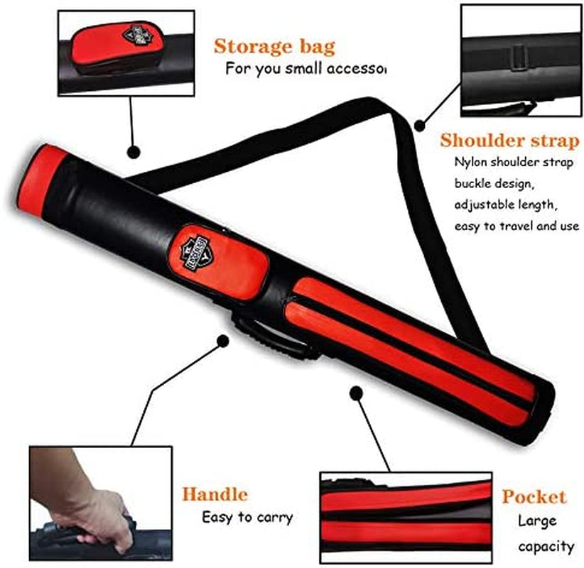 2X2 Hard Cue Case Oval Pool Cue Billiard Stick Carrying Case