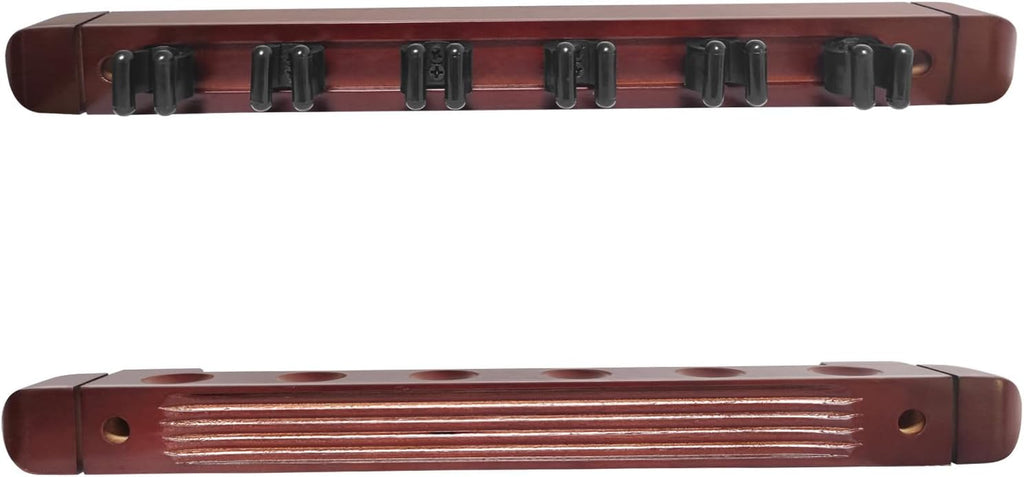 Pool Cue Rack Wall Mounted Rack Billiard/Pool Cue Wall Rack Cue Rest Cue Stick Holder (Burgundy / 6 Cues)