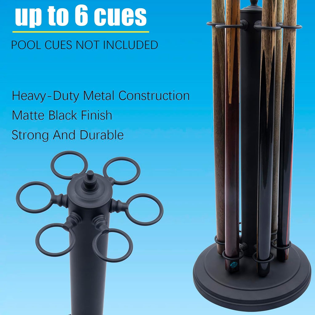 Pool Stick Holder, Pool Cue Rack, Pool Cue Holder Floor Stand, Stand Style Metal Billiard Cue Racks, Holds 6 Pool Cue Sticks