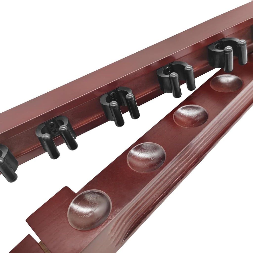 Pool Cue Rack Wall Mounted Rack Billiard/Pool Cue Wall Rack Cue Rest Cue Stick Holder (Burgundy / 6 Cues)