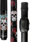 Pool Cue Stick - 58" 13Mm Tip Billiard Cue and Case | Skull Rose Design, Hard Maple Shaft, Linen Wrap, 18-21Oz Weight, Cue & Case Kit, for Serious Player