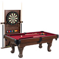 7.5 Ft Pool Table Set with Cue Rack & Dartboard, Burgundy