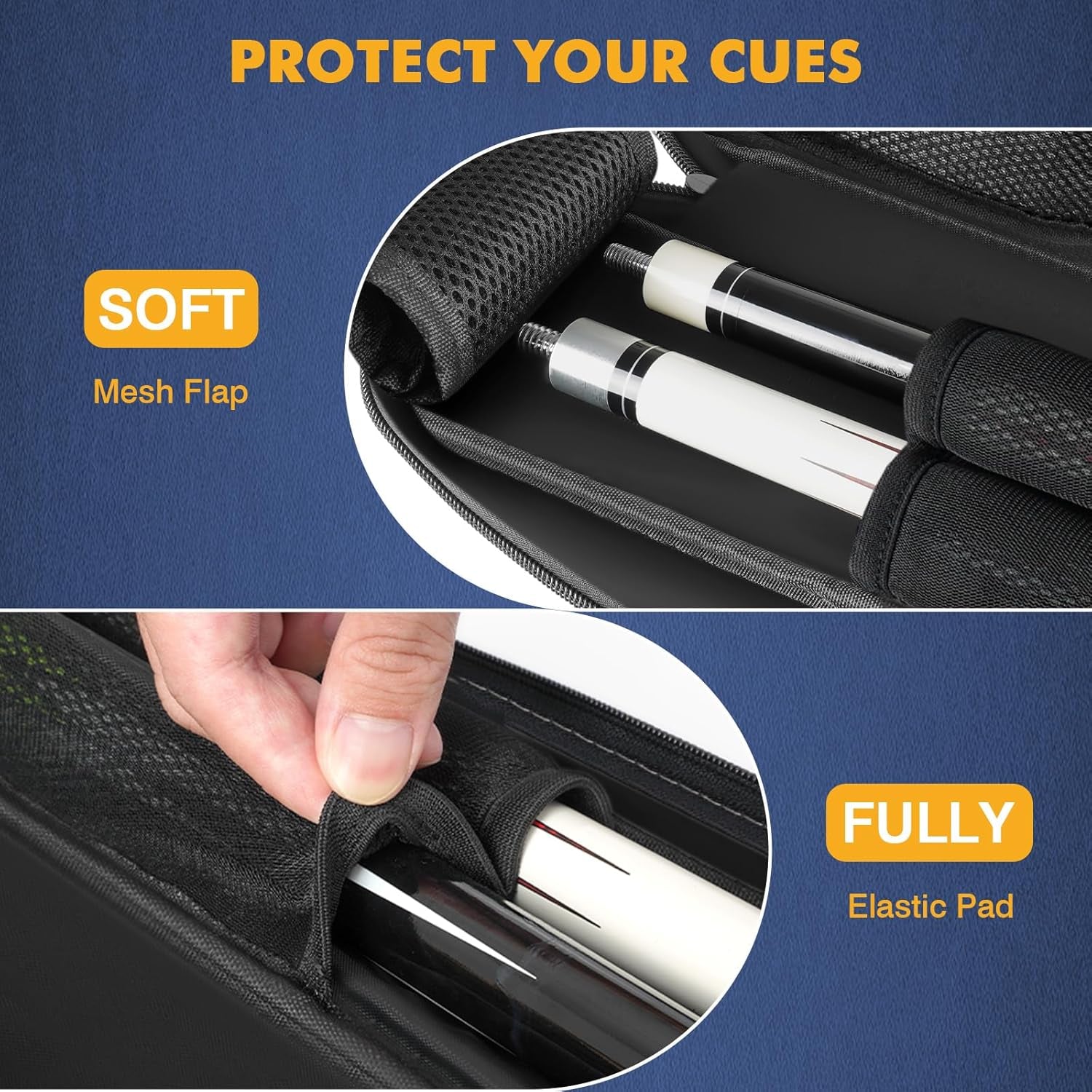 Pool Cue Case, Pool Stick Case 2X2 with 2 Accessories Pockets | Sturdy Pool Cue Carrying Bag, Shoulder Strap and Handle, Soft Billiard Stick Holder, Sling Bag for Men and Women
