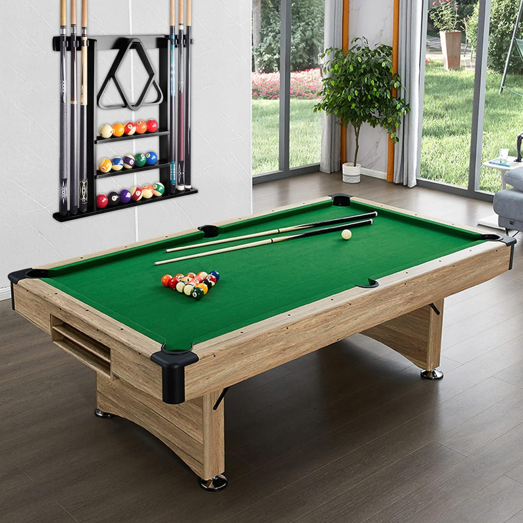 Pool Stick Holder Solid Wood Cue Stick Holder Billiard Cue Racks Holds Billiards Accessories for Game Room, Bar, (Black)