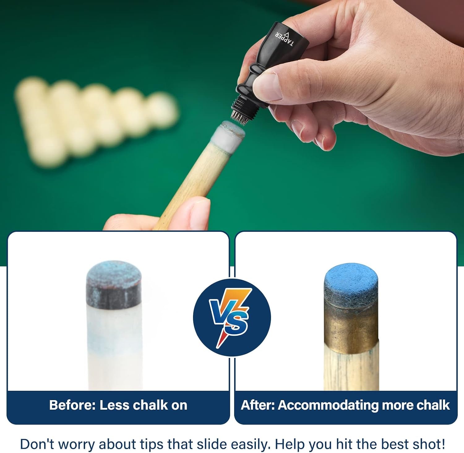 Cue Tip Shaper, 3 in 1 of Pool Cue Tip Shaper, the Pool Cue Accessories for Effective and Rapid Repair Cue Tip