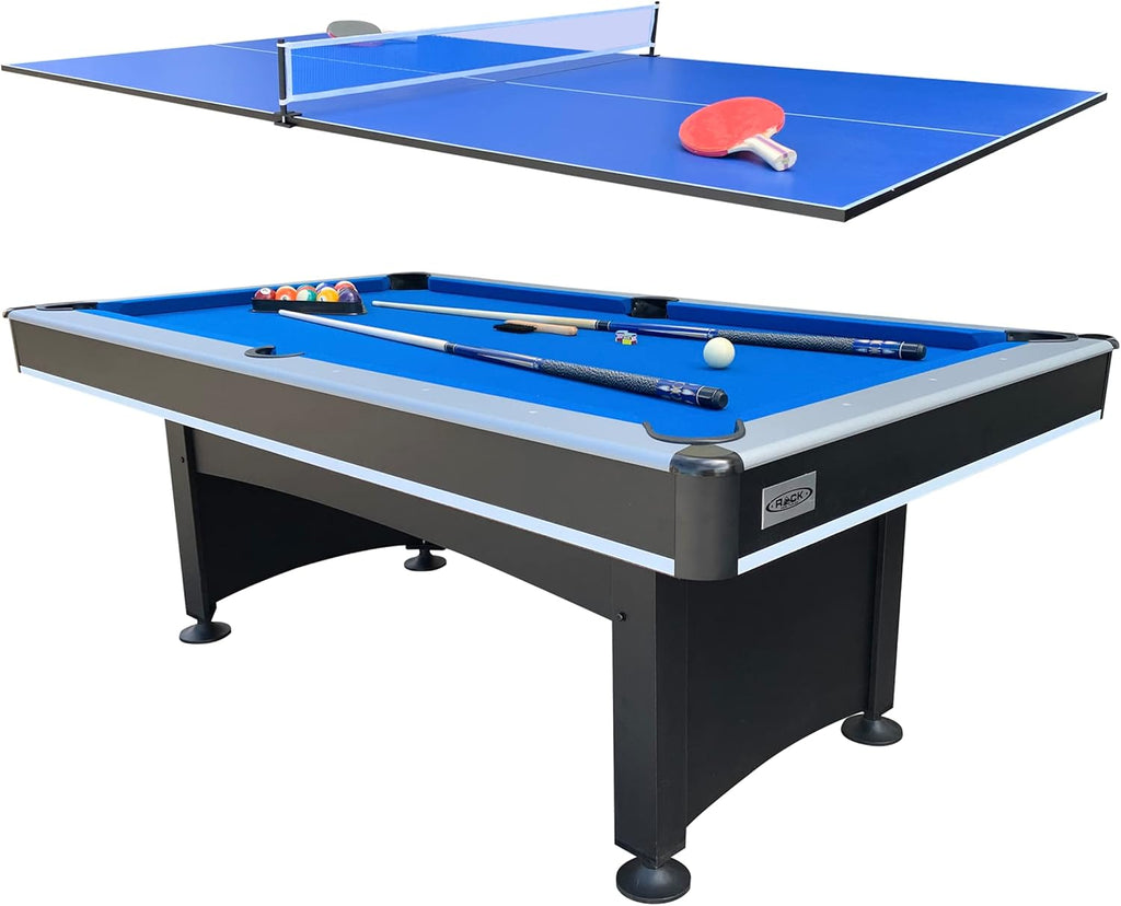 Scorpius 7-Foot Multi-Game Pool Table - Full-Size Billiards with Table Tennis Top