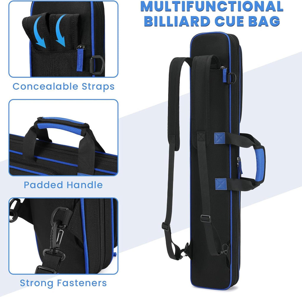 Pool Cue Case, 3X4 / 5X5 Pool Stick Billiard Cue Accessories Soft Padded Bag Case