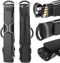 8-Hole Pool Cue Case for 2-Piece Break/Jump Cues | Holds 3 Butts & 5 Shafts | Nylon Water-Resistant Protective Tube with Carry Handle | Storage for American Style Pool Cues & Accessories