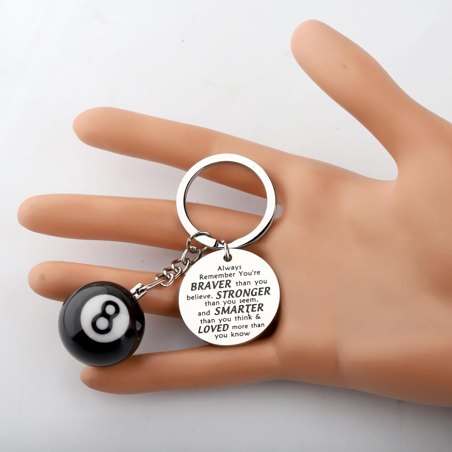 8 Ball Keychain Billiards Gift for Billiards Lover Pool Players Gifts Lucky 8 Ball Charm Keychain Billiards Ball Keyring, Large