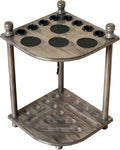 Pool Cue Rack Hold up to 8 Sticks & Billiard Accessories. Floor Stand Pool Cue Stick Holder Made of 100% Solid Hardwood.(Grey)