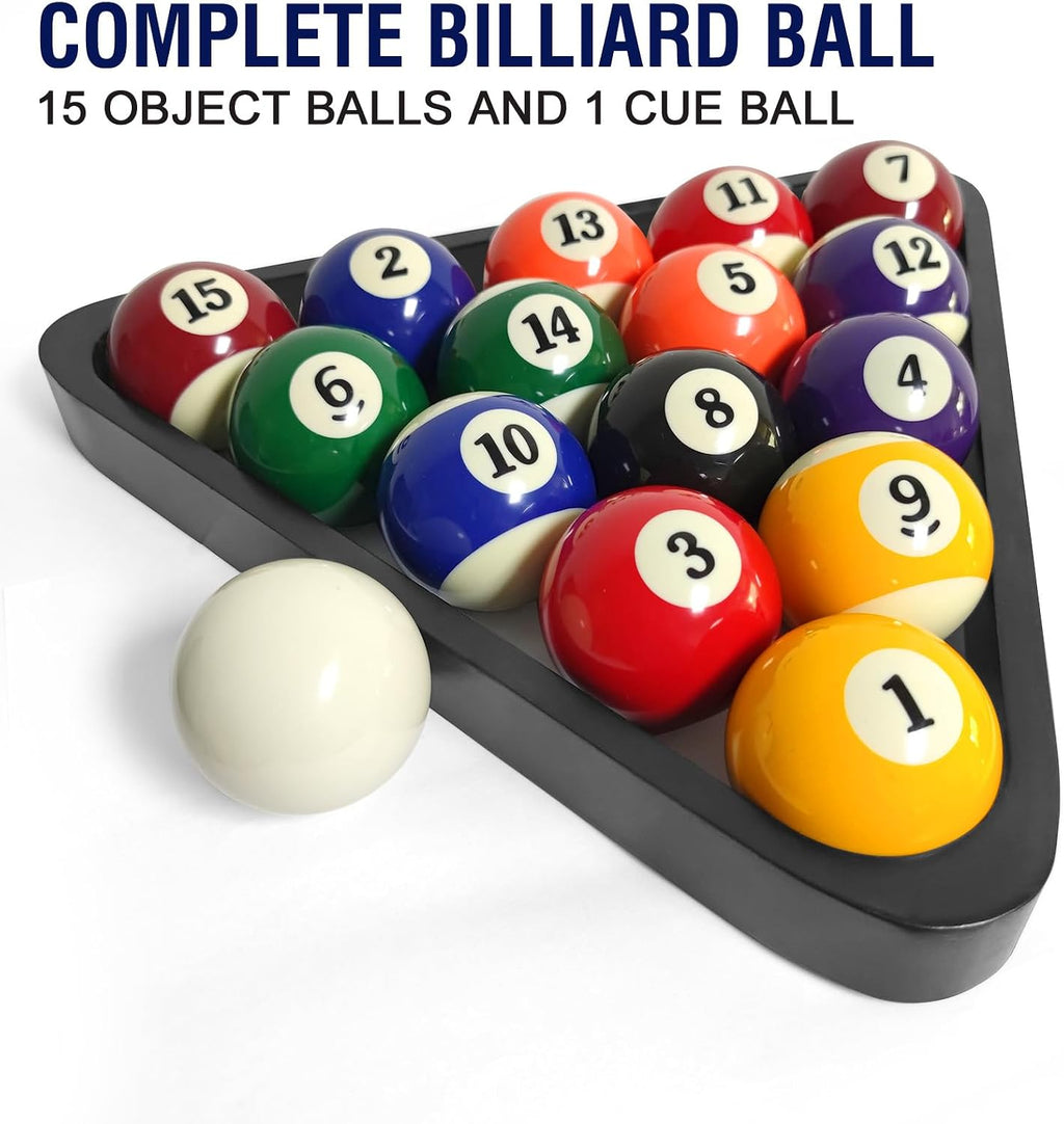 2-1/4" Pool Balls Billiard Set - 16 Resin Balls, Regulation Size & Weight, Complete Pool Table Balls Set for Replacement, Pool Table Accessories & Billiards Pool Accessories