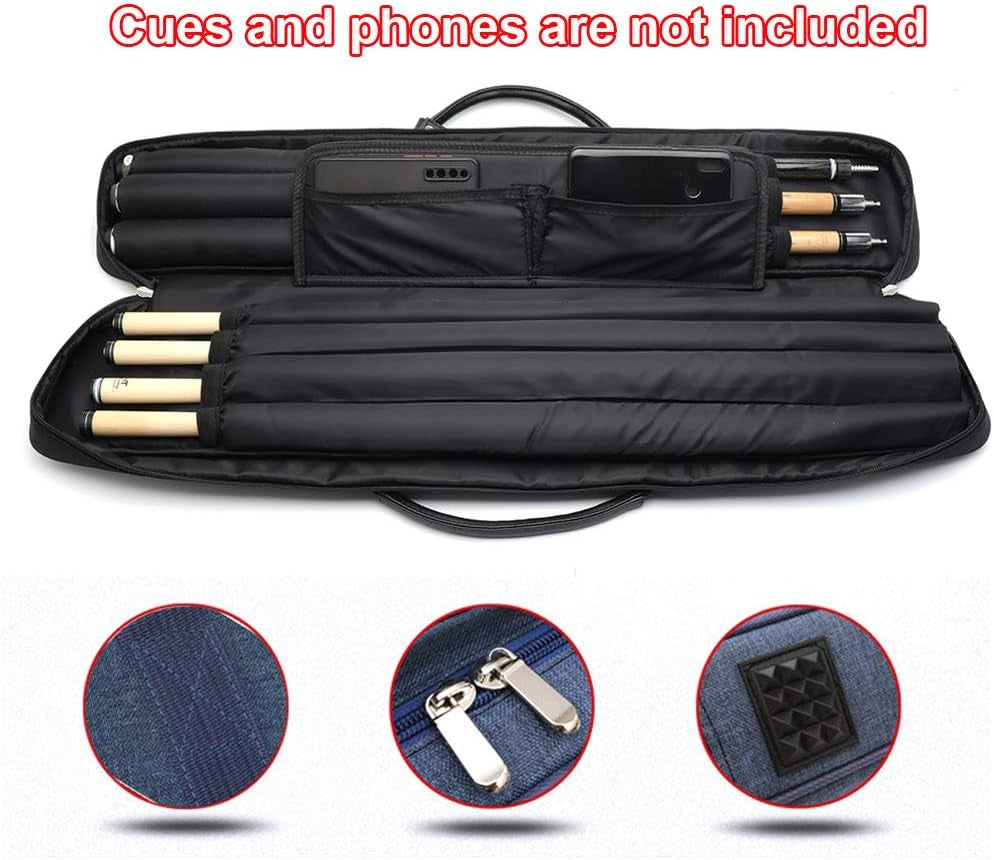 Billiard Cue Case, 7-Slot for 3 Butts & 4 Shafts, Premium Oxford Cloth, Waterproof Dustproof Cue Bag with Shoulder Strap