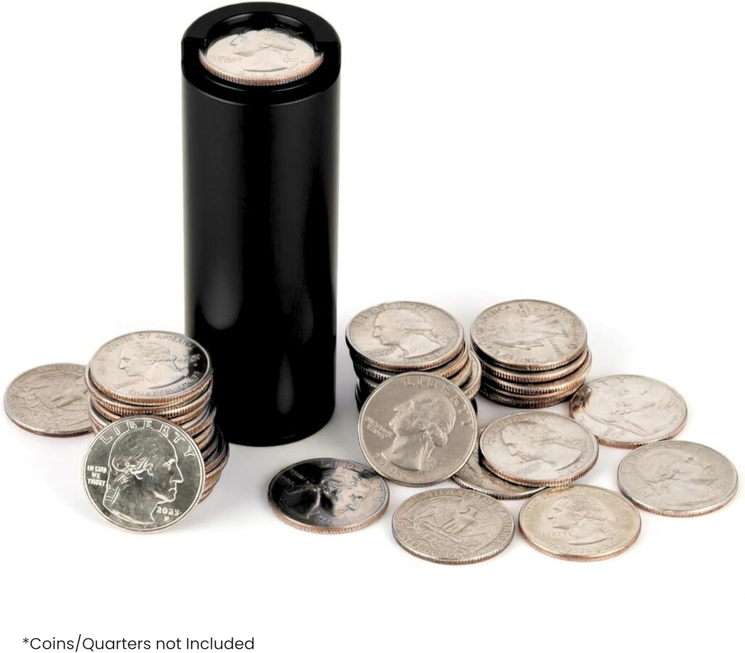 - Coin Holder (Plastic - Black) Tube Holds 40 plus Coins Quarter or Dollar Billiard Accessory Dispensers