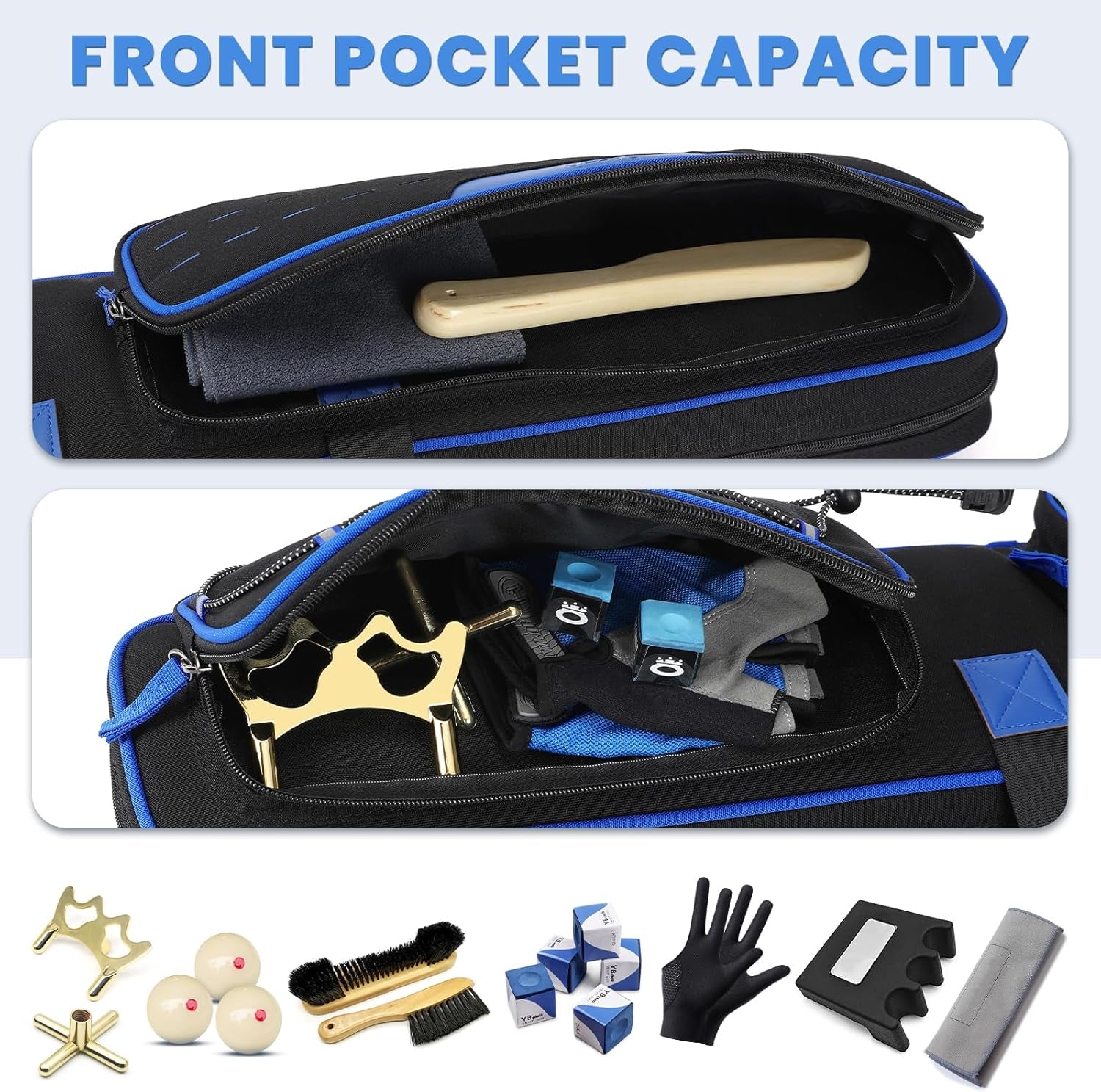 Pool Cue Case, 3X4 / 5X5 Pool Stick Billiard Cue Accessories Soft Padded Bag Case