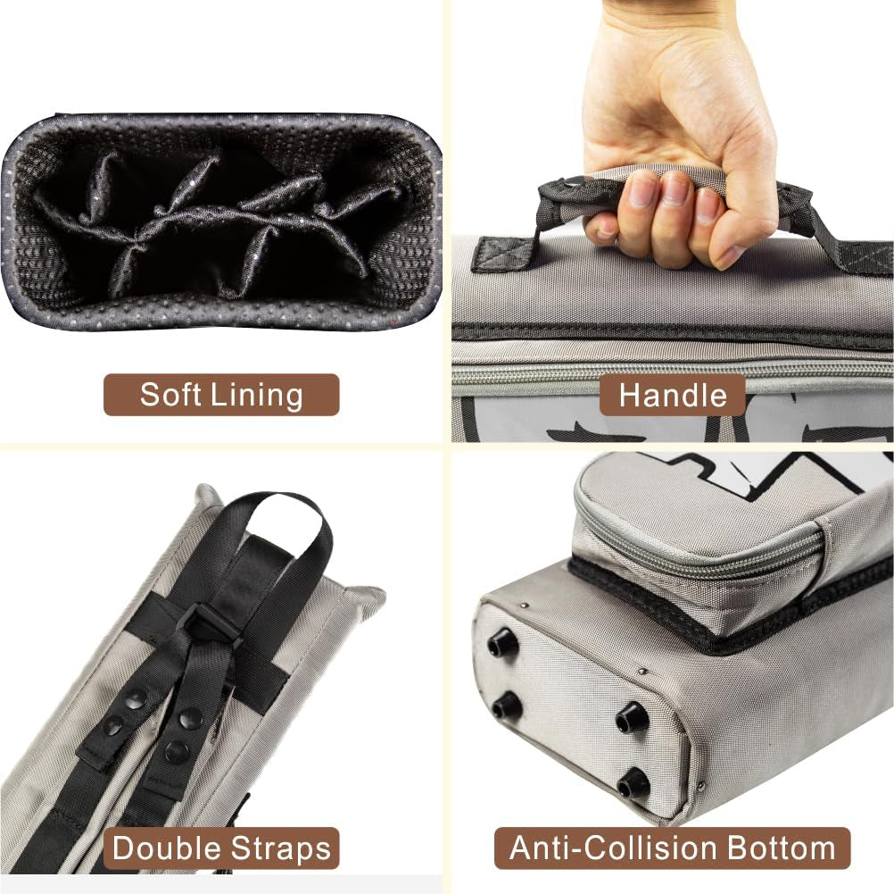 5X3 Pool Cue Case for 3B5S,Detachable Adjustable Dual Shoulder Straps,Waterproof with Reinforced Bottom Rivets,2 Removable Accessory Pouches,6 Colors Durable 1/2 Billiard Cue Case