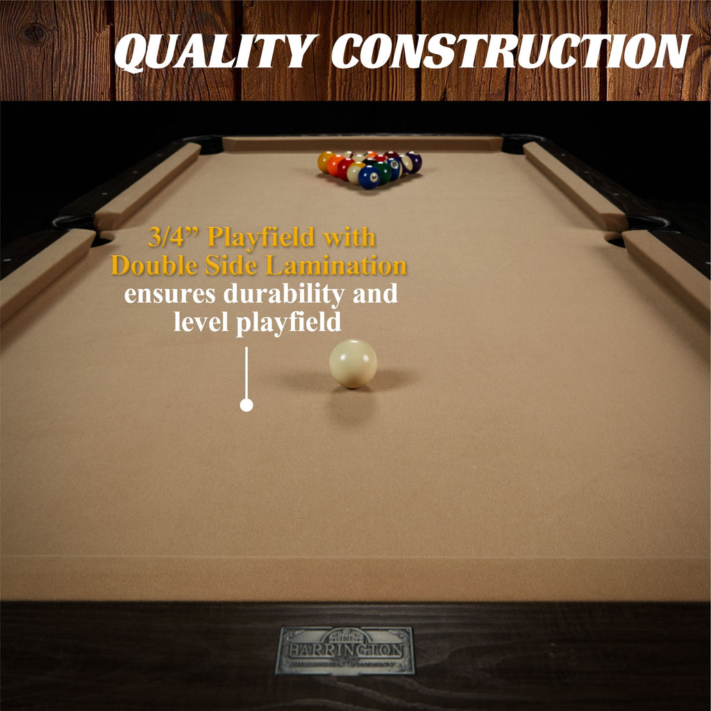 7.5 Ft Pool Table Set with Cue Rack & Dartboard, Tan