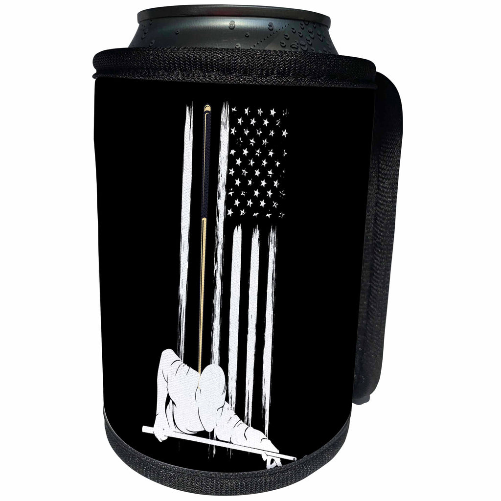 3dRose Sven Herkenrath Billiard - Pool Billiard Snooker Player with USA America Flag - Can Cooler Bottle Wrap (cc_306916)