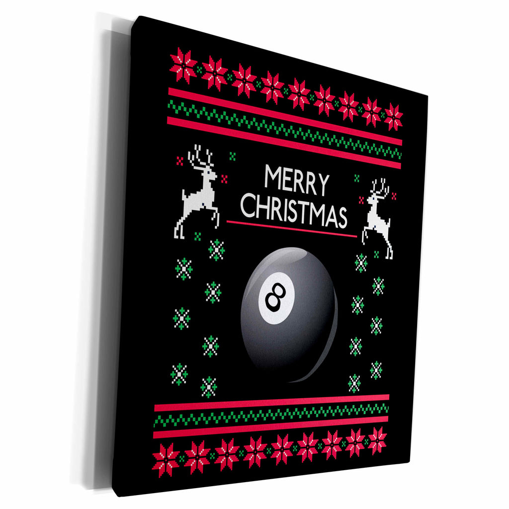 3dRose Billiard Pool Game Play Xmas Merry Christmas - Museum Grade Canvas Wrap