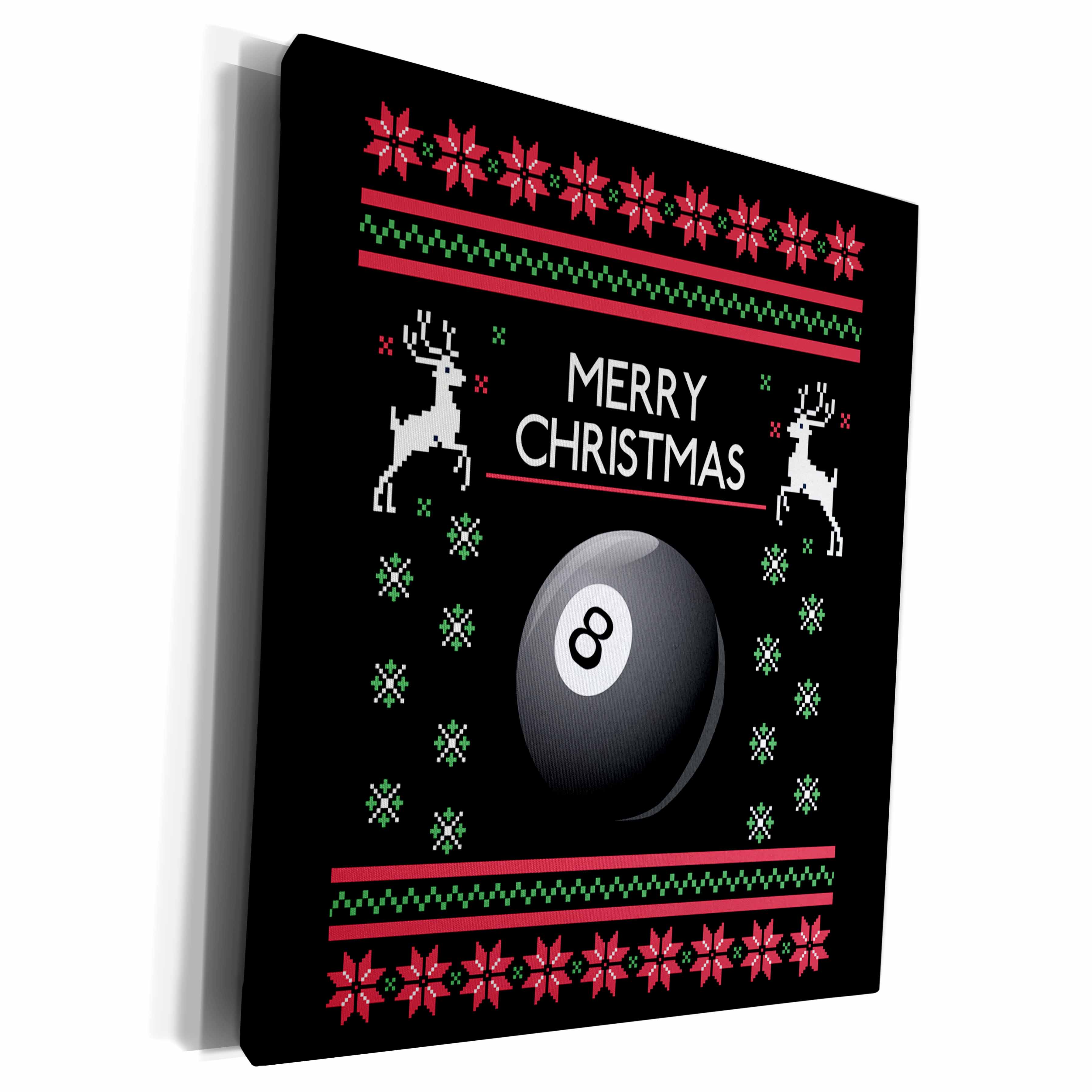 3dRose Billiard Pool Game Play Xmas Merry Christmas - Museum Grade Canvas Wrap