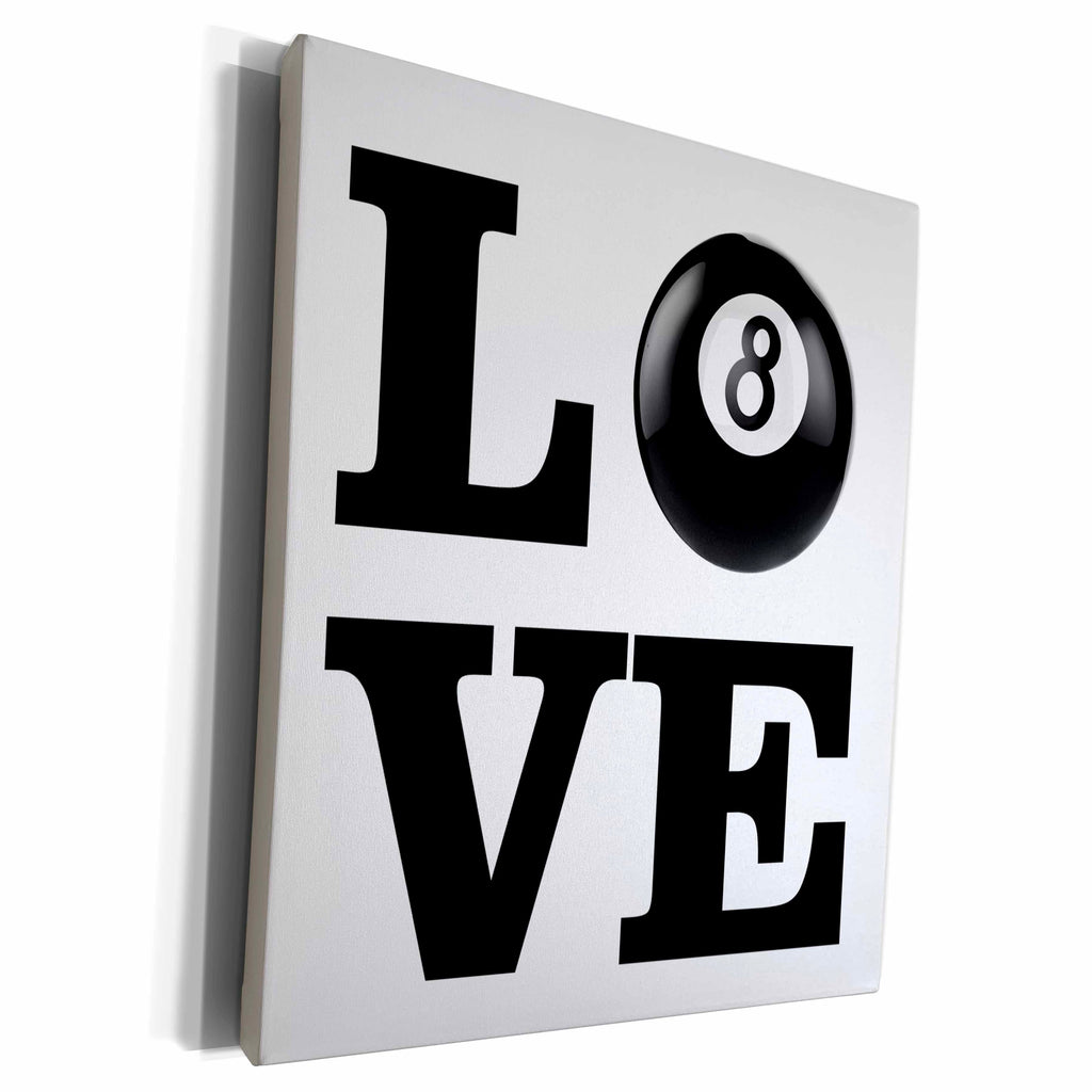 3dRose Funny Billiards Design I Love Pool With Eight-Ball - Museum Grade Canvas Wrap