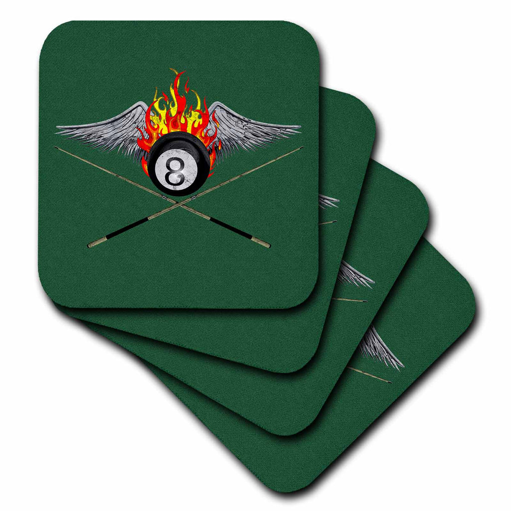 3dRose Macdonald Creative Studios – Games - A Billiard Graphic for Anyone who Plays Pool, 8-Ball, or Billiards. - Coasters