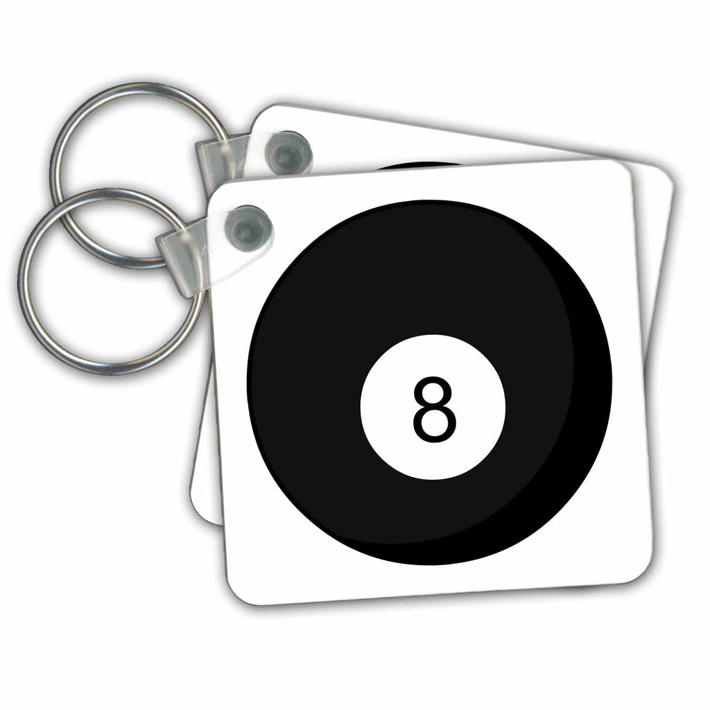 set of 4 Key Chains - Pool Ball -Billiards Eight Ball Designs Sports