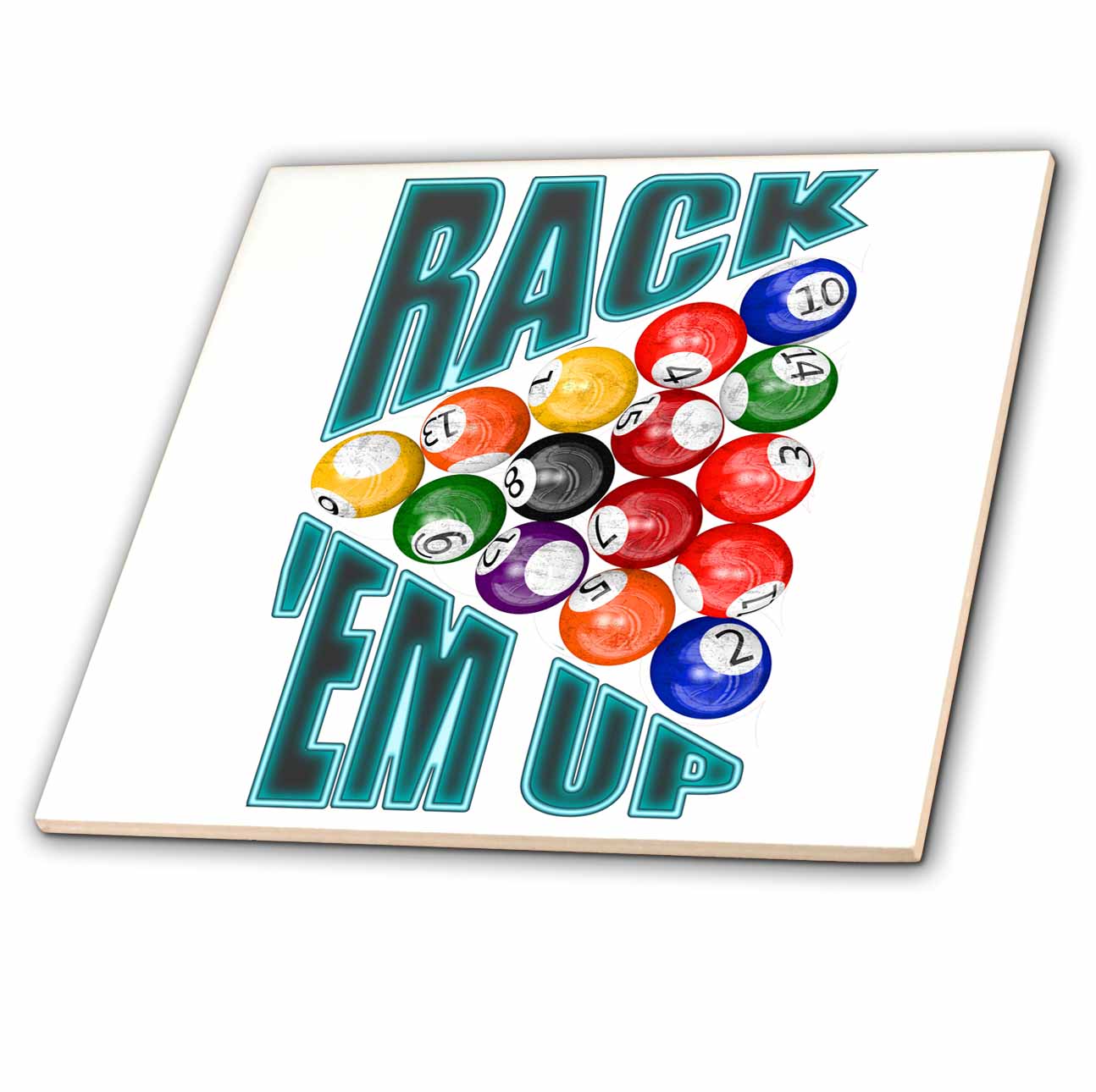 3dRose Macdonald Creative Studios – Games - Rack'em Up Billiard Graphic for Anyone who Loves Playing Pool. - Tiles