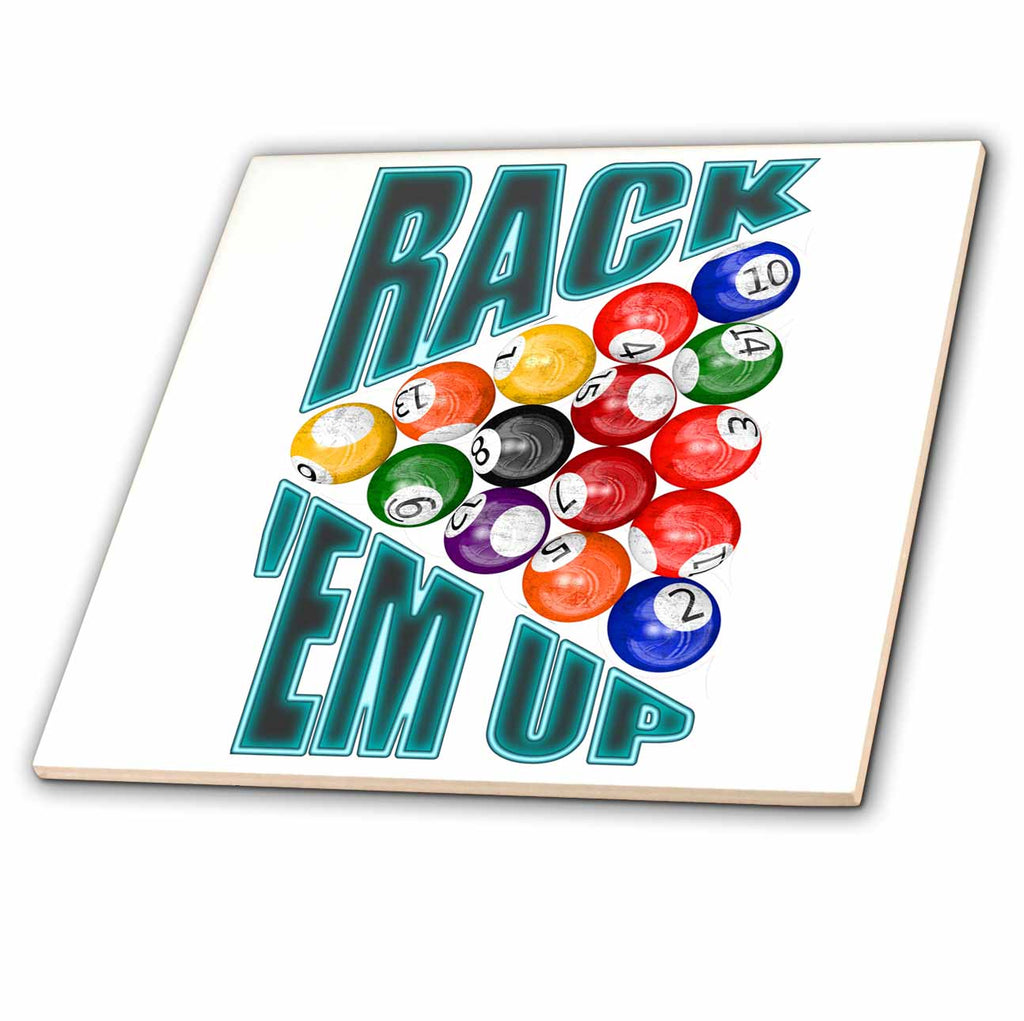 3dRose Macdonald Creative Studios – Games - Rack'em Up Billiard Graphic for Anyone who Loves Playing Pool. - Tiles